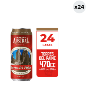 24x Cerveza Austral Torres del Paine 5.0° Lata 470cc