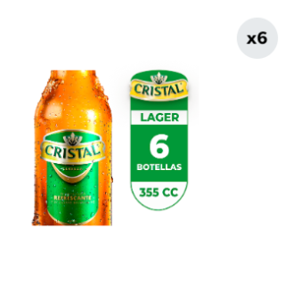 6x Cerveza Cristal 4.6° Botella 355cc