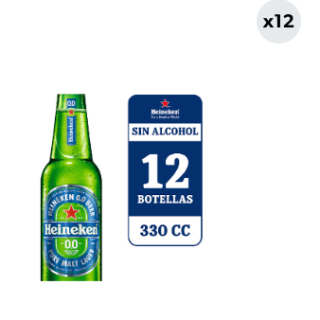 12x Cerveza Heineken Sin Alcohol Botella 330cc