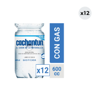 12x Agua Mineral Cachantun Con Gas 600cc