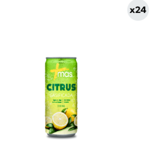 24x Agua Saborizada Mas Citrus Limón Con Gas Lata 310cc