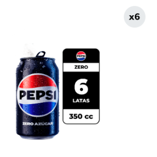Pack 6 Bebidas Pepsi Zero Lata 350cc