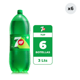 6x Bebida 7 Up Botella 3L