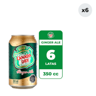 6x Bebida Ginger Ale Lata 350cc