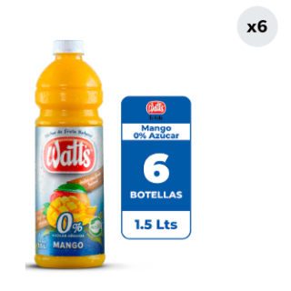 6x Néctar Watt's Mango Sin Azúcar 1.5L