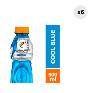6x Bebida Isotónica Gatorade Cool Blue 500cc